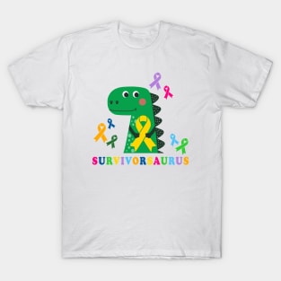 Childhood Cancer Survivor Dinosaur | Survivorsaurus T-Shirt